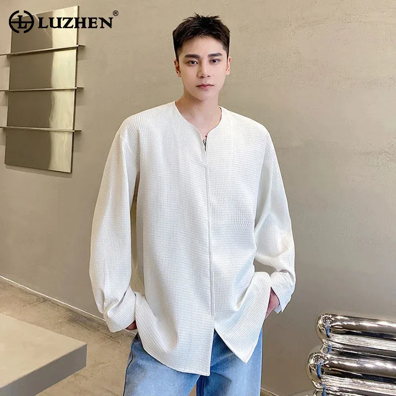 LUZHEN Style Loose Simple 2026 Plaid Textured Spring Trendy Casual Jacket Men's Fashion Handsome Elegant Male Coat Shirts JY8446