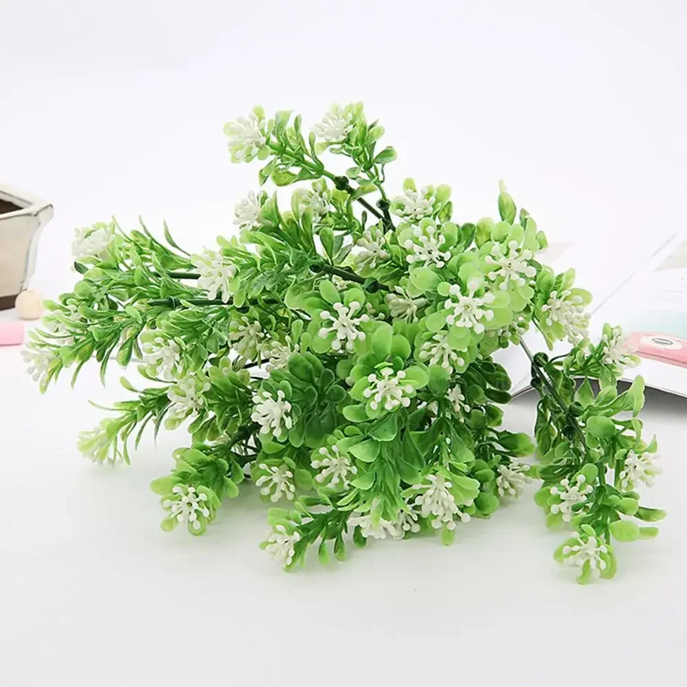 1pc Artificial Flowers with Leaf Green Grass Plastic Plants Fake Leaf Foliage Bush for Home Wedding Decoration Party Supplies