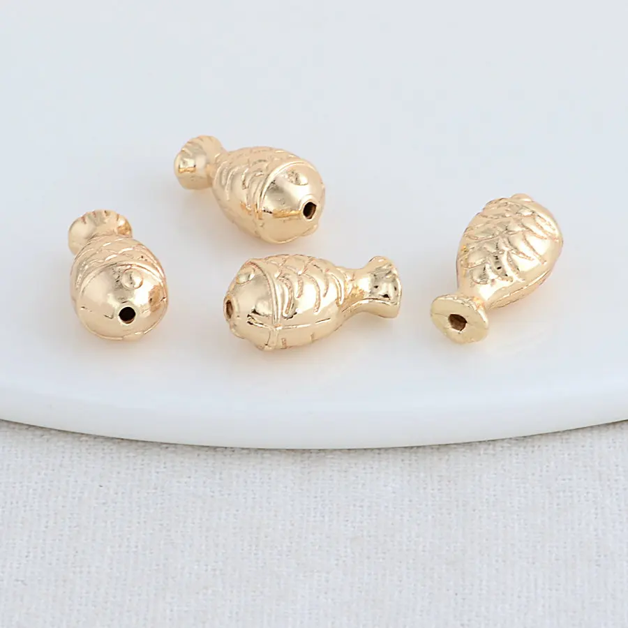 10PCS 7*12.5MM 14K Gold Color Brass Fish Charms Pendants Jewelry Making Supplies Diy Necklaces Bracelet Findings Accessories