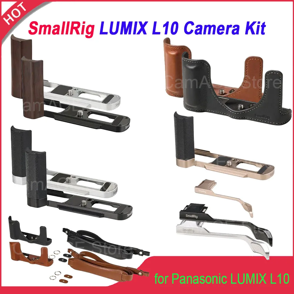 Kit de Accesorios para Cámara SmallRig LUMIX L10, Estuche de Cuero Genuino, Soporte en L, Empuñadura de Pulgar, Agarre Manual para Cámara Panasonic L10 sin Espejo