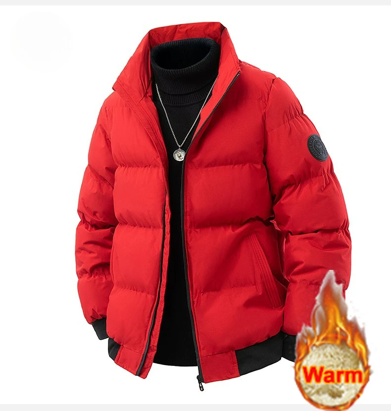 

Winter Men's Stand Up Collar Zipper Parkas Thick Cotton Coats Solid Color Street Fashion Style M-5XL Business Casual Jacket