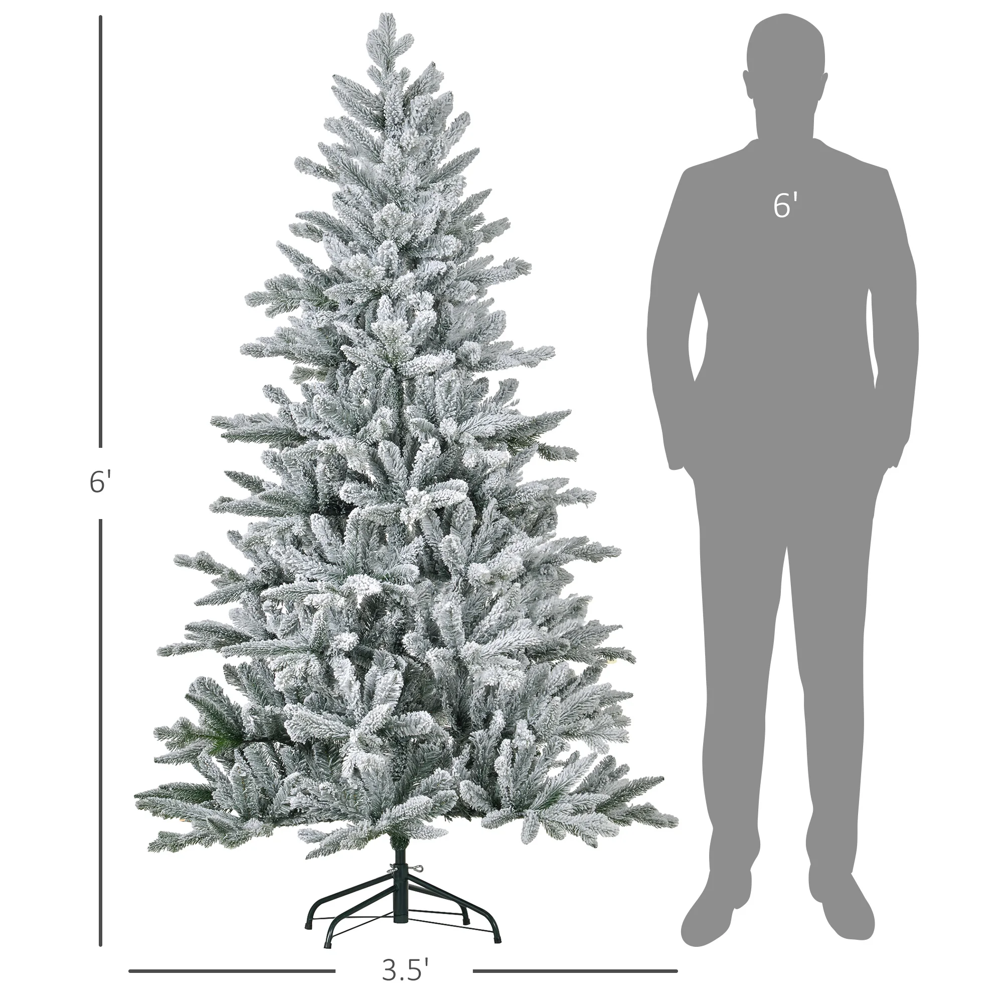 Homcom 6 Foot Snow Flocked Artificial Christmas Tree, Easy Assembly