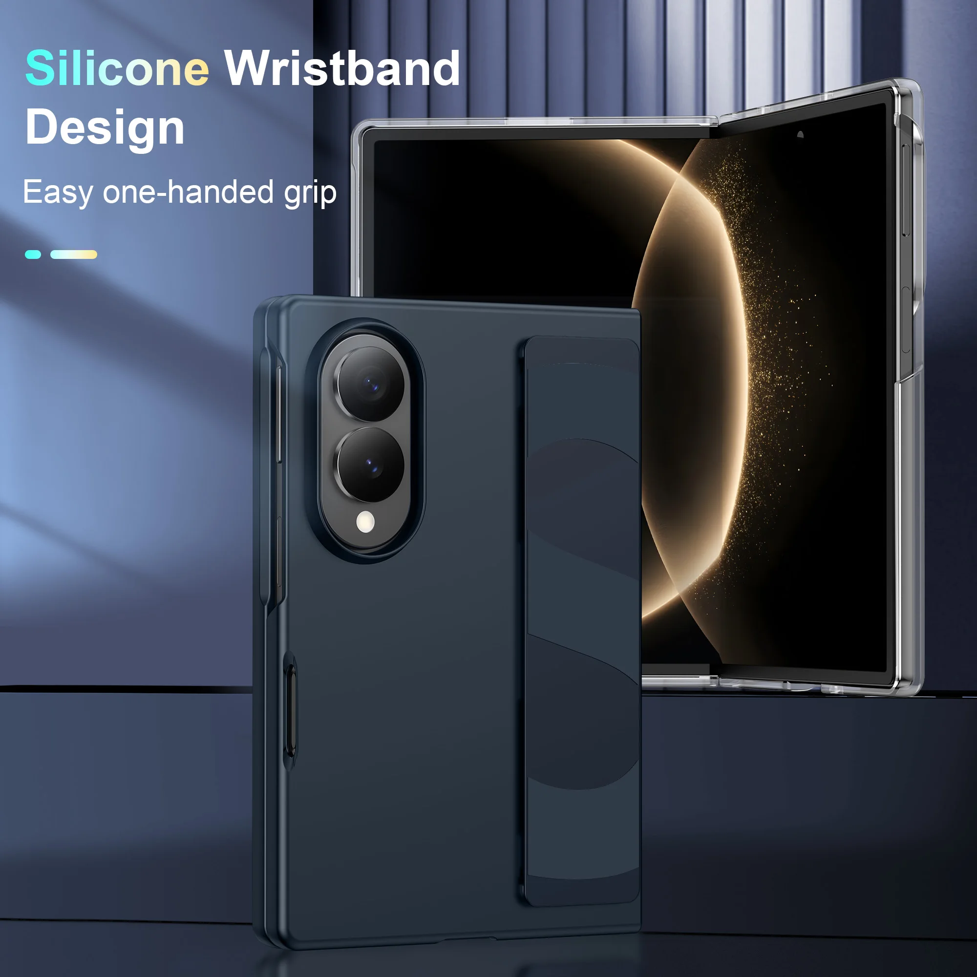 Luxury Ultra thin Silicone Wristband Phone Case For Samsung Galaxy Z Fold 8 Ultra 7 6 5 4 3 Shockproof Folding Hard Matte Cover