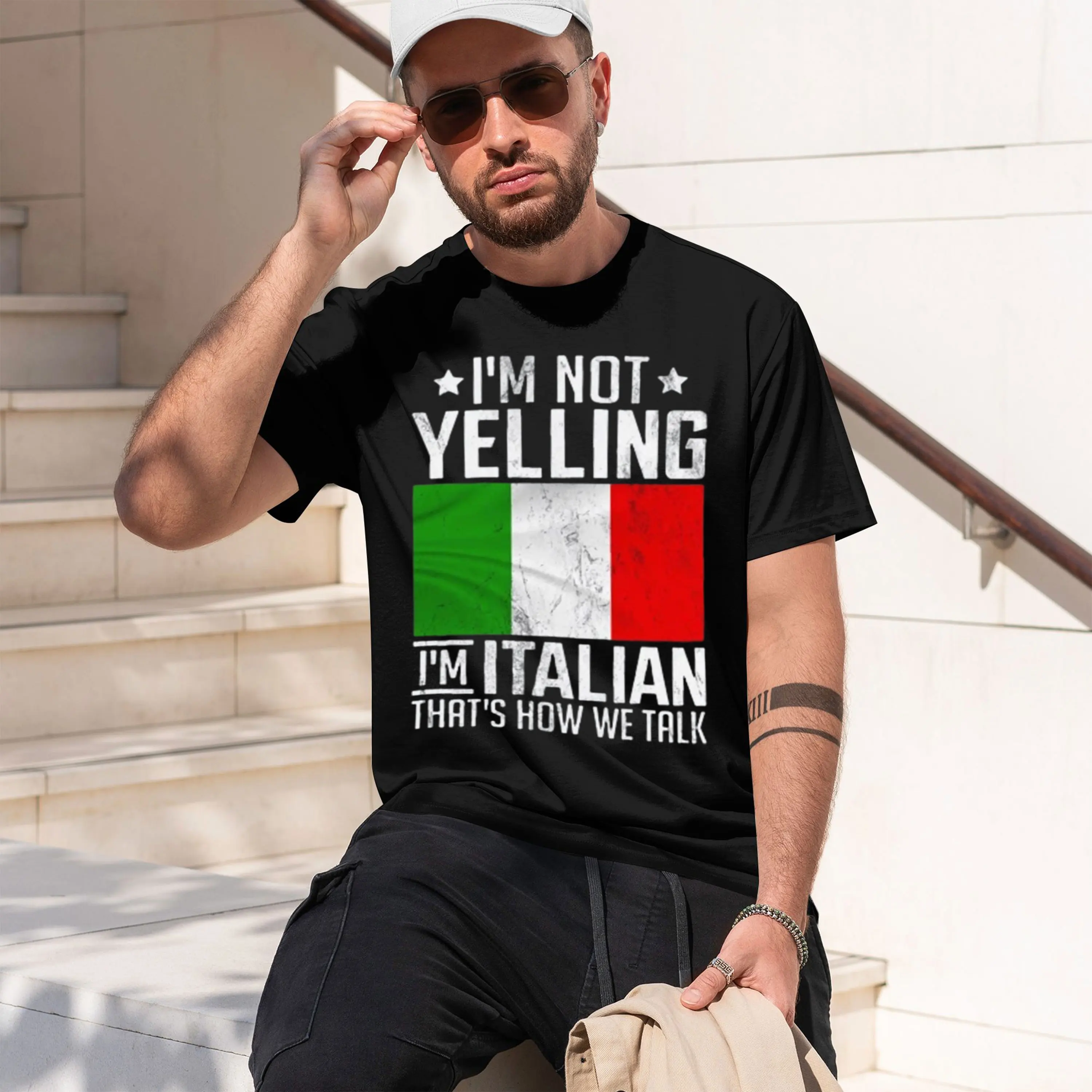 I'm Not Yelling I'm Itan Flag Men T Shirt Funny Ethn Heritage Graph Tee Casl Summer Streetwear 2026 New Model Men’s Short-sleeve