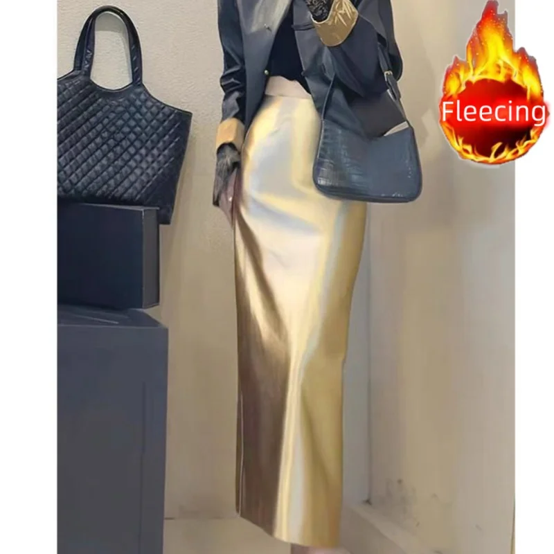 Luxry Thick Skirt Elegant Matching Slim OL  Dress Party Chic Satin A-Line Skirt Trend New In Female Skirts Women French Clothes