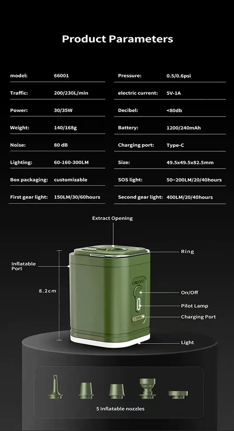 Electric Air Pump Portable Wireless Air Compressor Inflator/Deflator Pumps for Inflatable Cushions Air Beds Boat Swimming Ring