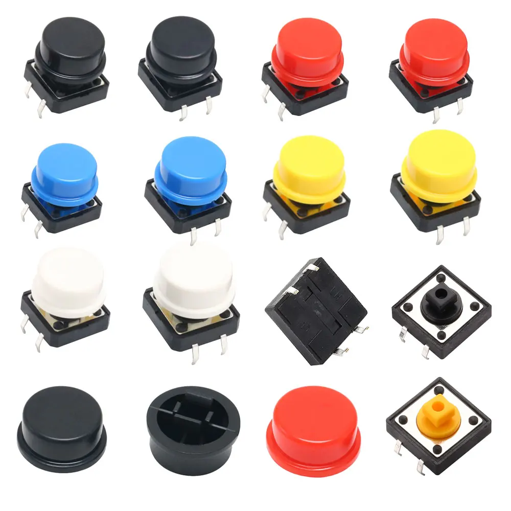 12*12*7.3MM Tactile Push Button Switch Momentary Micro switch button with knob Black Red Blue White Yellow Kit 12x12x7.3