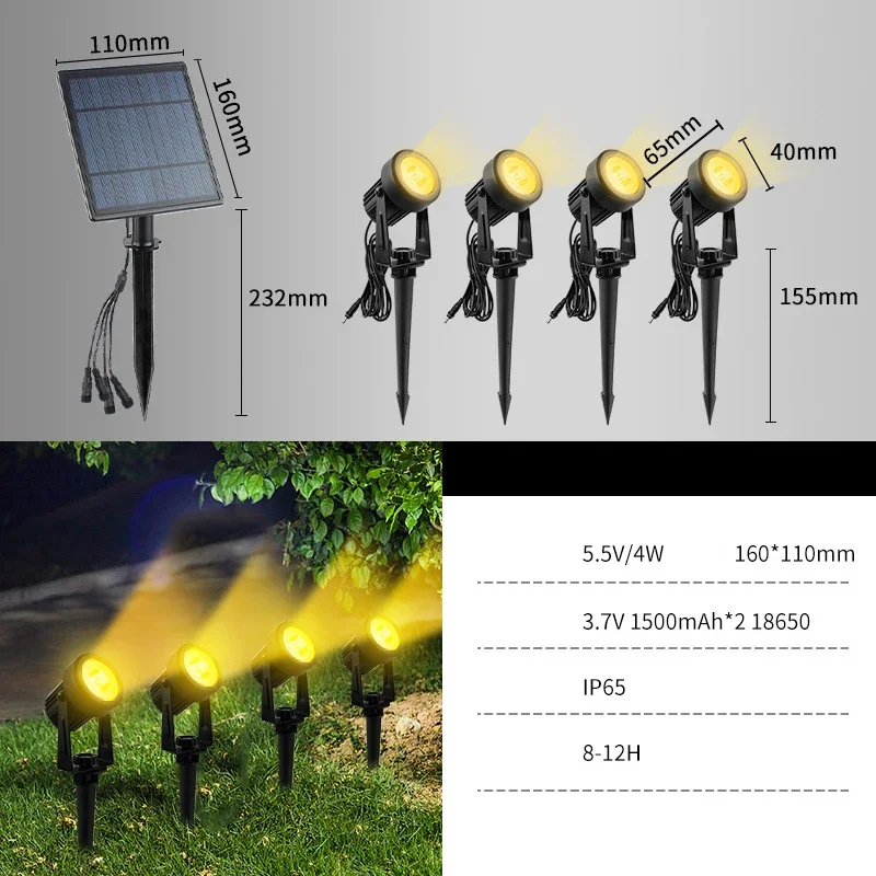 

Outdoor Solar LED Lawn Lamp 3000K/6000K/RGB Waterproof IP65 Solar Garden Light Spotlight for Wall Lighting