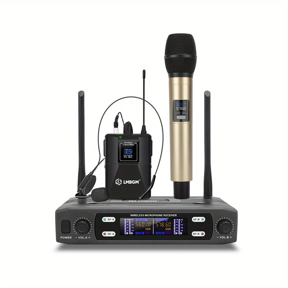 LMBGM R12 Drahtloses Mikrofonsystem Enthält 1 Gürteltransmitter und 1 Vergoldetes Mikrofon. Ideal für Karaoke zu Hause. – Detail 13