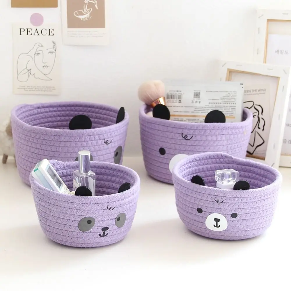 Woven Storage Baskets Trendy Cute Boho Baskets Storage Bins Bear Cotton Rope Cotton Rope Basket Bedroom