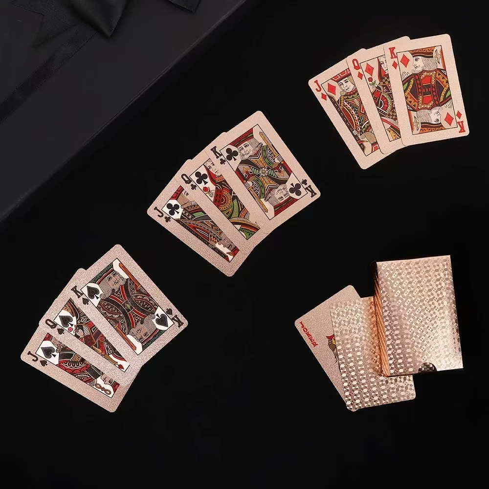 24K Gold Playing Cards Plastic Poker Game Deck Foil Pokers Pack Magic Waterproof Card Gift Collection Gambling Board  For Party