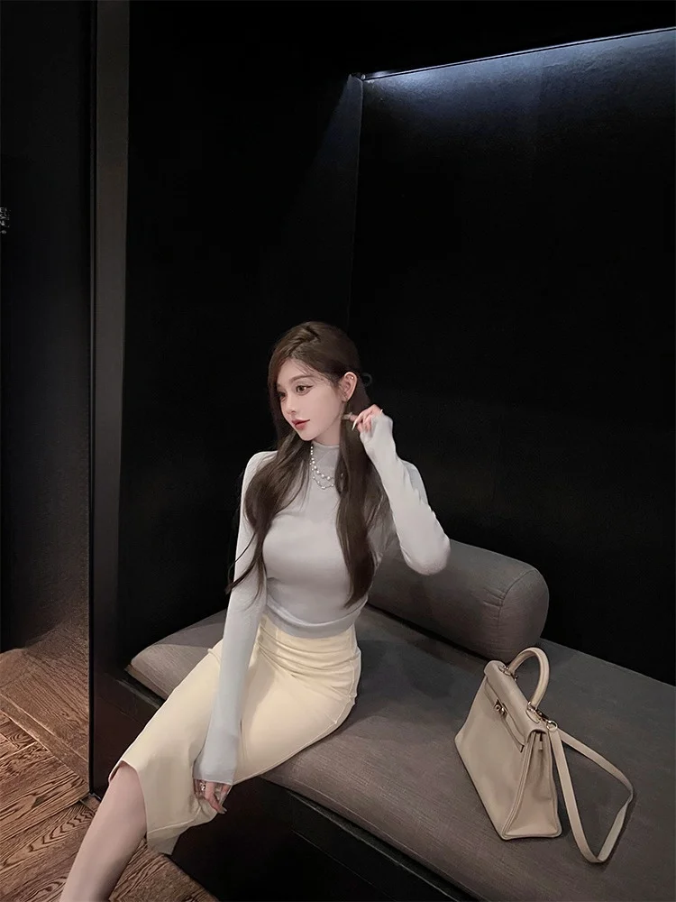 

Юбка с высокой талией и асимметричным подолом, женская зимняя облегающая плиссированная юбка в корейском стиле, модель Rainya Small Quanti