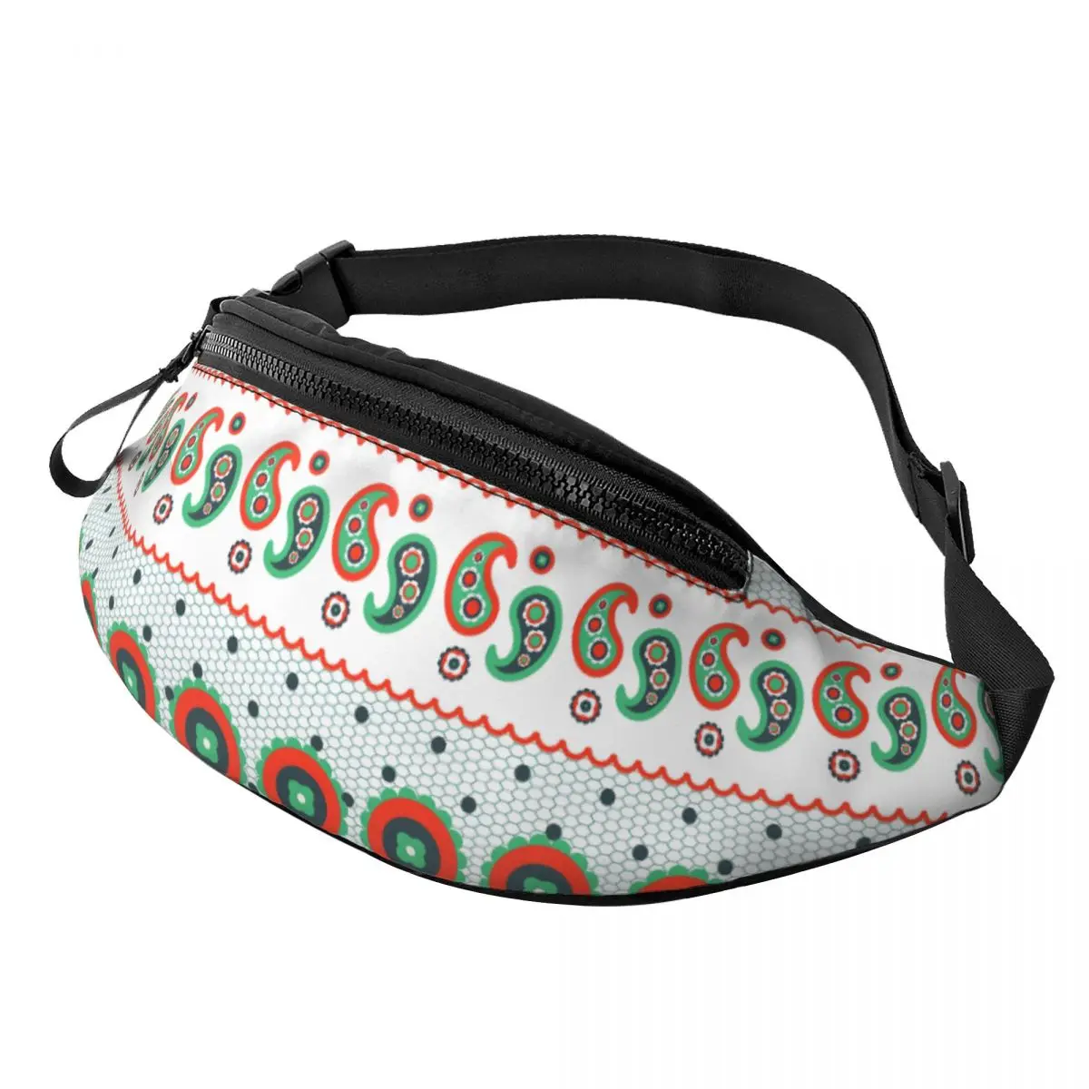 

Lace Dotted Paisley Pattern Fanny Bag Customized Boho Bohemian Crossbody Waist Pack Women Men Travel Hiking Phone Money Pouch