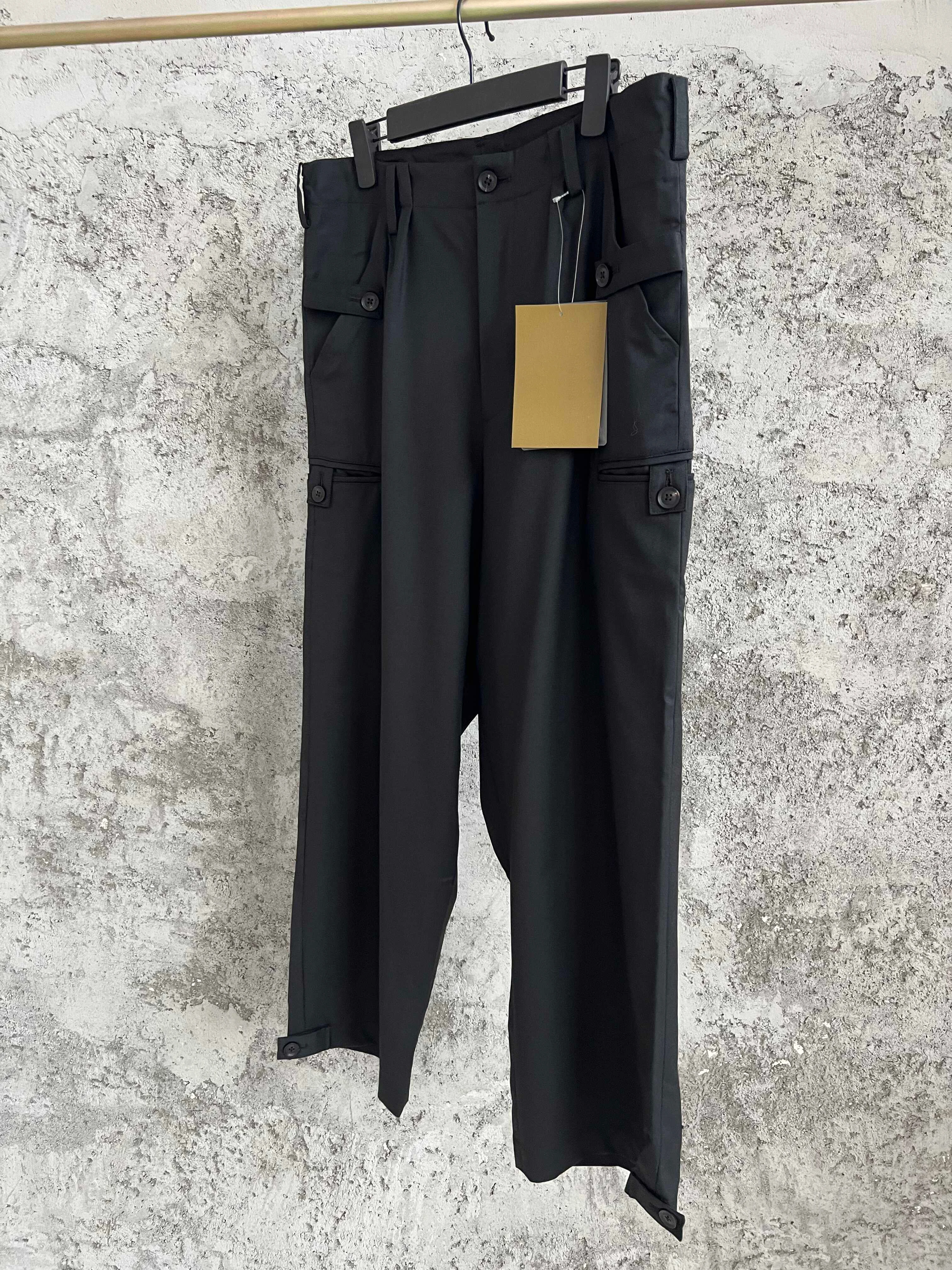 TOP-YAMOTO بنطال رجالي ياباني فضفاض وغير رسمي بستة جيوب، سروال كاجوال من الصوف #3