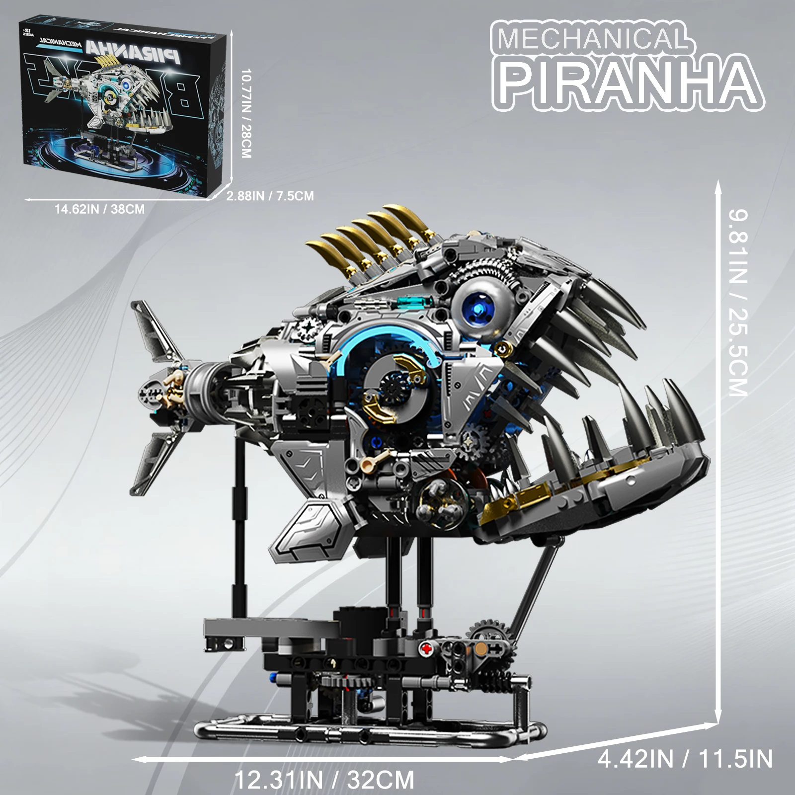 Steampunk-style animal building blocks, featuring articulated walking skeleton pieces with light-up functionality. Ideal for tab