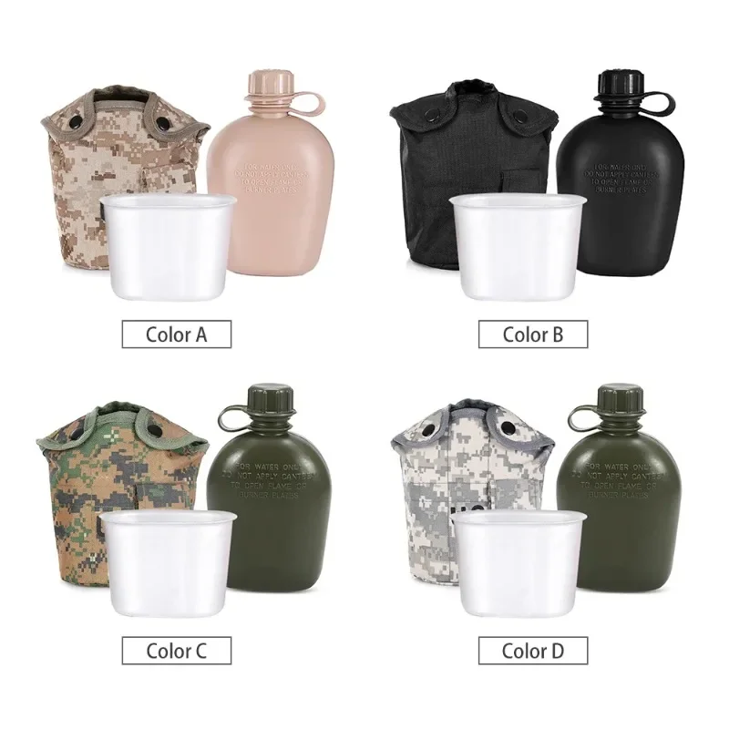 Outdoor Tactical Water Bottle Water Canteen Kettle With Pouch Cup Set For Camping Hiking Backpacking Survival