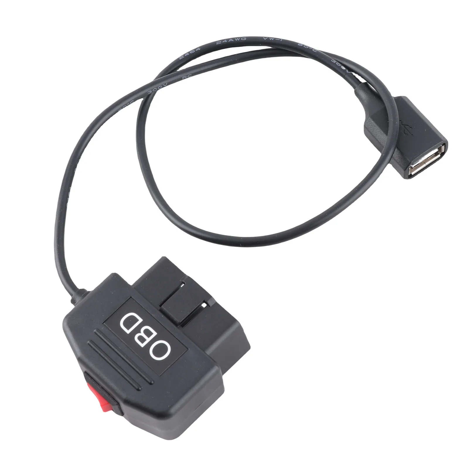 48cm OBD Power Adapter Cable with Switch ACC Low Voltage Protection for Dash Camera Charging