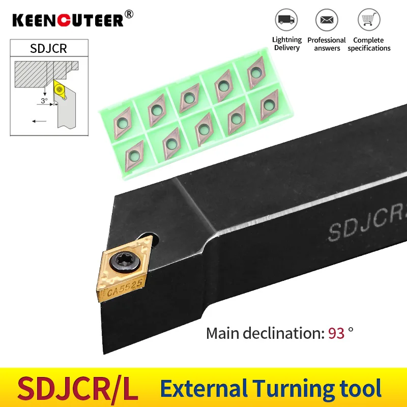 SDJCR12112H11 SDJCR1616H11 SDJCR2020K11 porte-outil de tournage externe, ensemble d\'outils de coupe de barre de tour avec Inserts en carbure DCMT11,