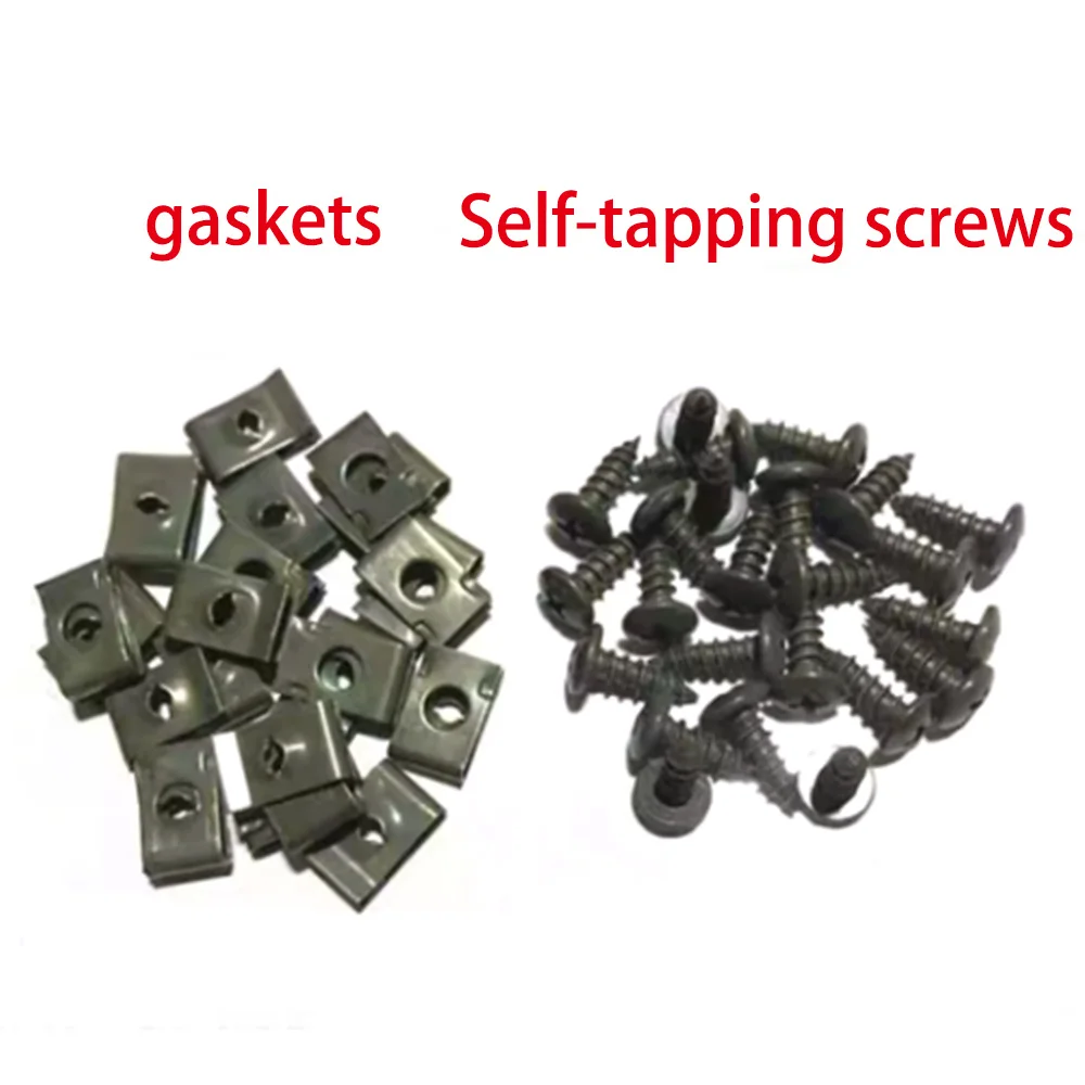 20sets Automotive and Motorcycle Fasteners Metal Self-Tapping Screws and Clips U-Shape Strap Screws Rustproof Clip Screw Buckles