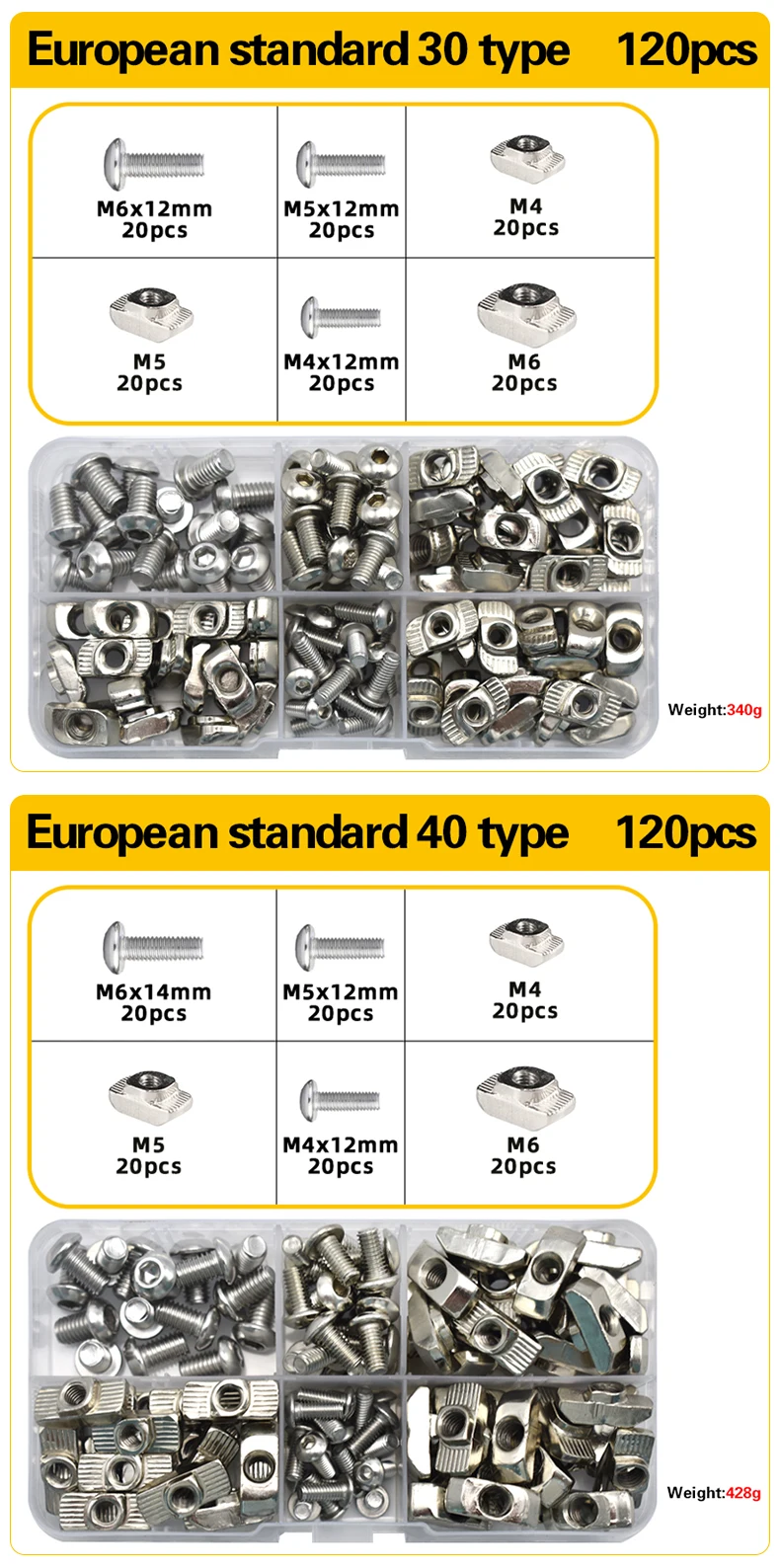 M3 M4 M5 M6 2020 3030 4040 Serie T-Gleitmutter- und Bolzensatz Hammerkopf-T-Nutmutter mit Sechskantschraube T-Mutter-Set für Aluminiumprofil – Detail 13