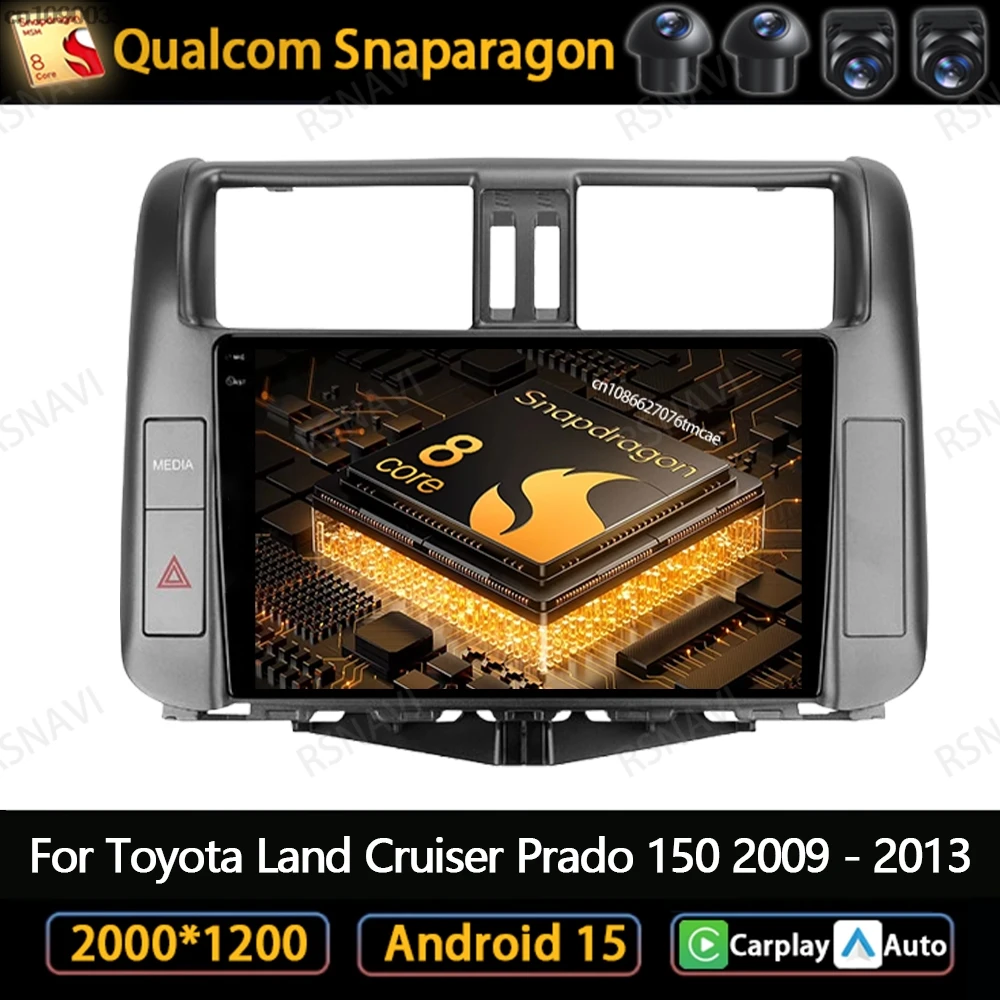 

Android 15 для Toyota Land Cruiser Prado 150 2009-2013, стерео мультимедийные системы, автоматический WIFI + 4G LTE Snapdragon DSP, головное устройство BT