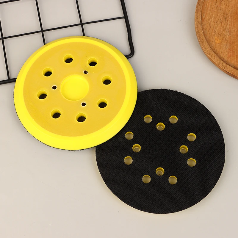 Yellow 5 Inch 8Holes Grinder Sandpaper Tray For Disc Grinder Backing Pad Hook And Loop 125mm Pneumatic Polishing Machine Tools