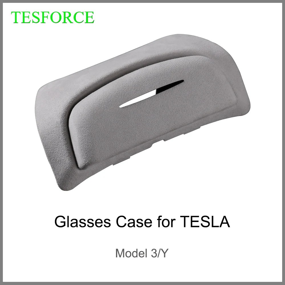 For Tesla Model 3 Model Y 2017-2022 Car Glasses Holder Case Sunglasses Storage Box Suede ABS Glasses Case Car Accessories