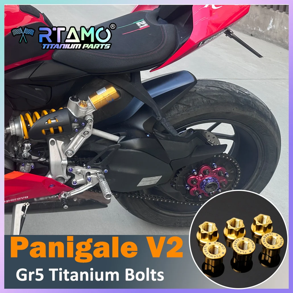 RTAMO Titanium Bolt Pipe Cover Bolt Rear Brake Disc Clutch Guard Screw for Ducati Panigale V2