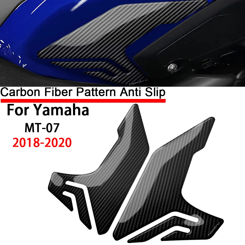 For Yamaha MT-07 MT07 2018 2019 2020 3D Carbon-look Motorcycle Side Fuel Tank Pad Knee Grip Protection Sticker