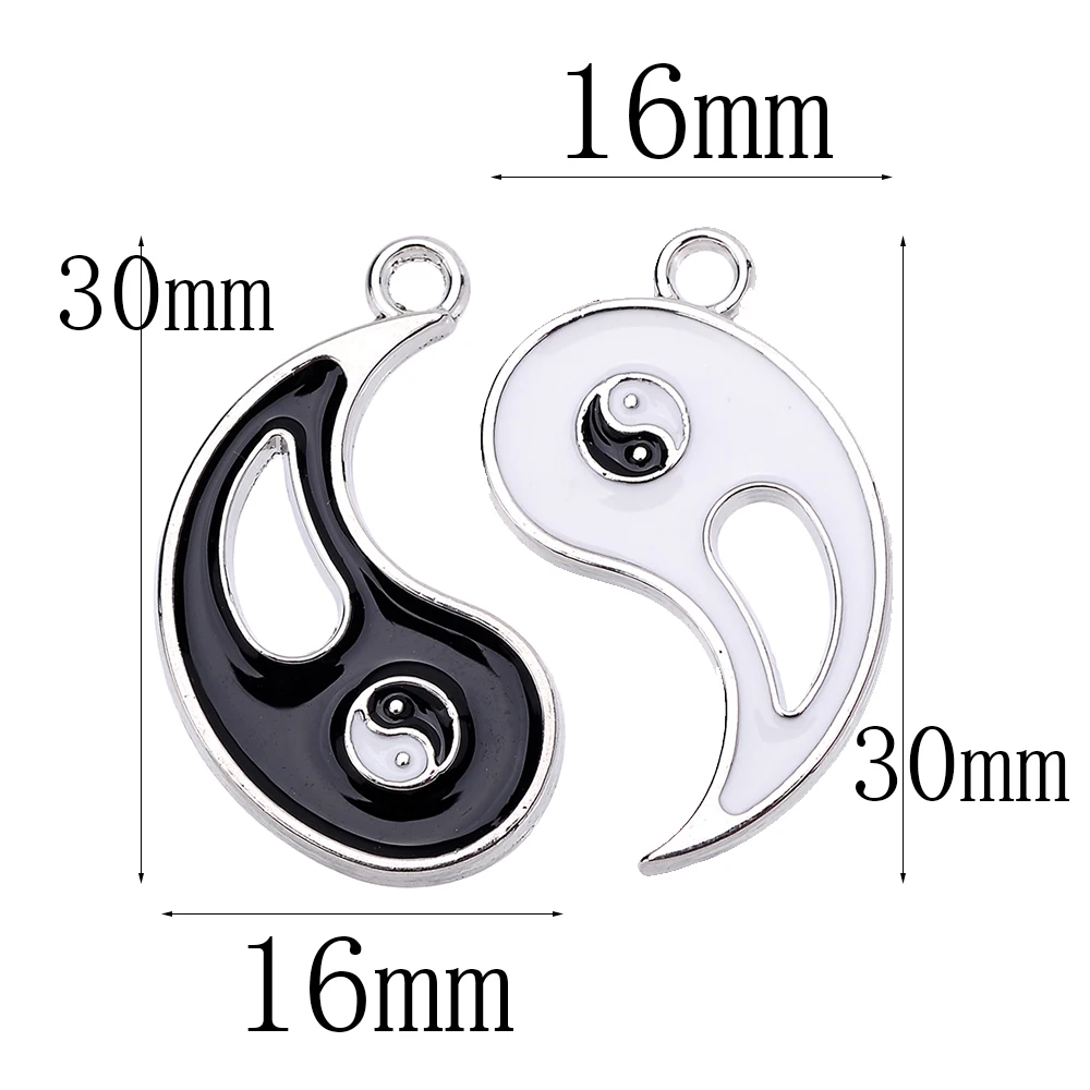 16*30mm 20 Pieces Tai Chi Creative Style Pendants Unisex Couples 2022 Fashion Trend Accessories DIY Jewelry Set Making Materials