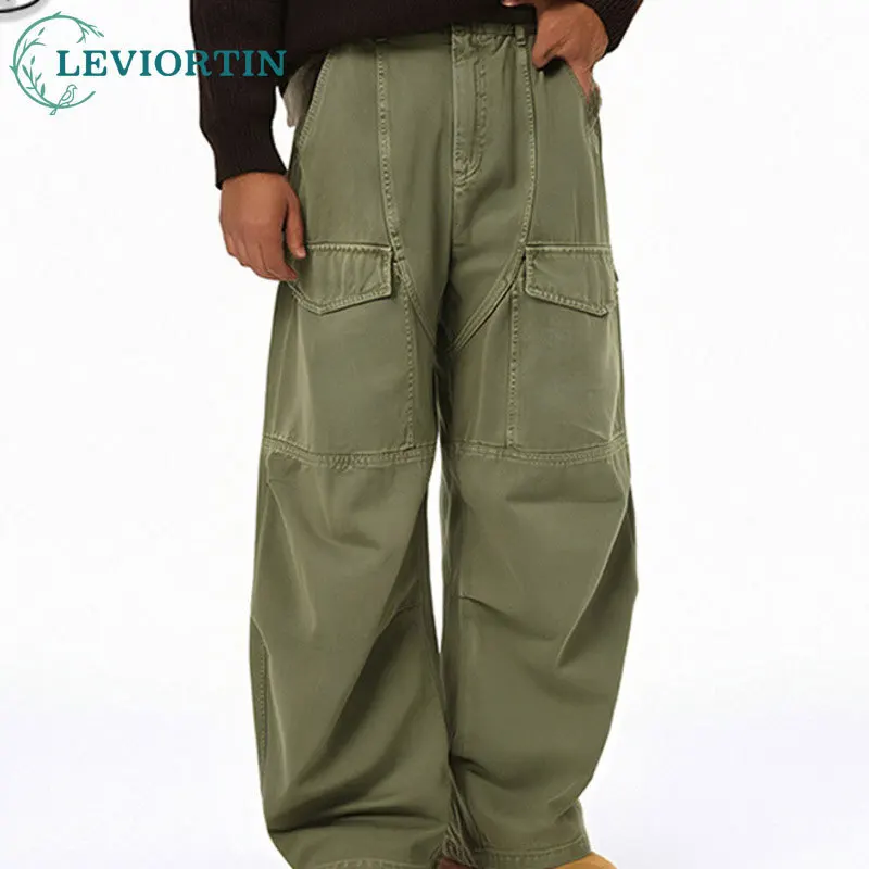 

American style multi pocket straight leg work pants men's 2025 new fashion trend brand retro street curved knife casual pants