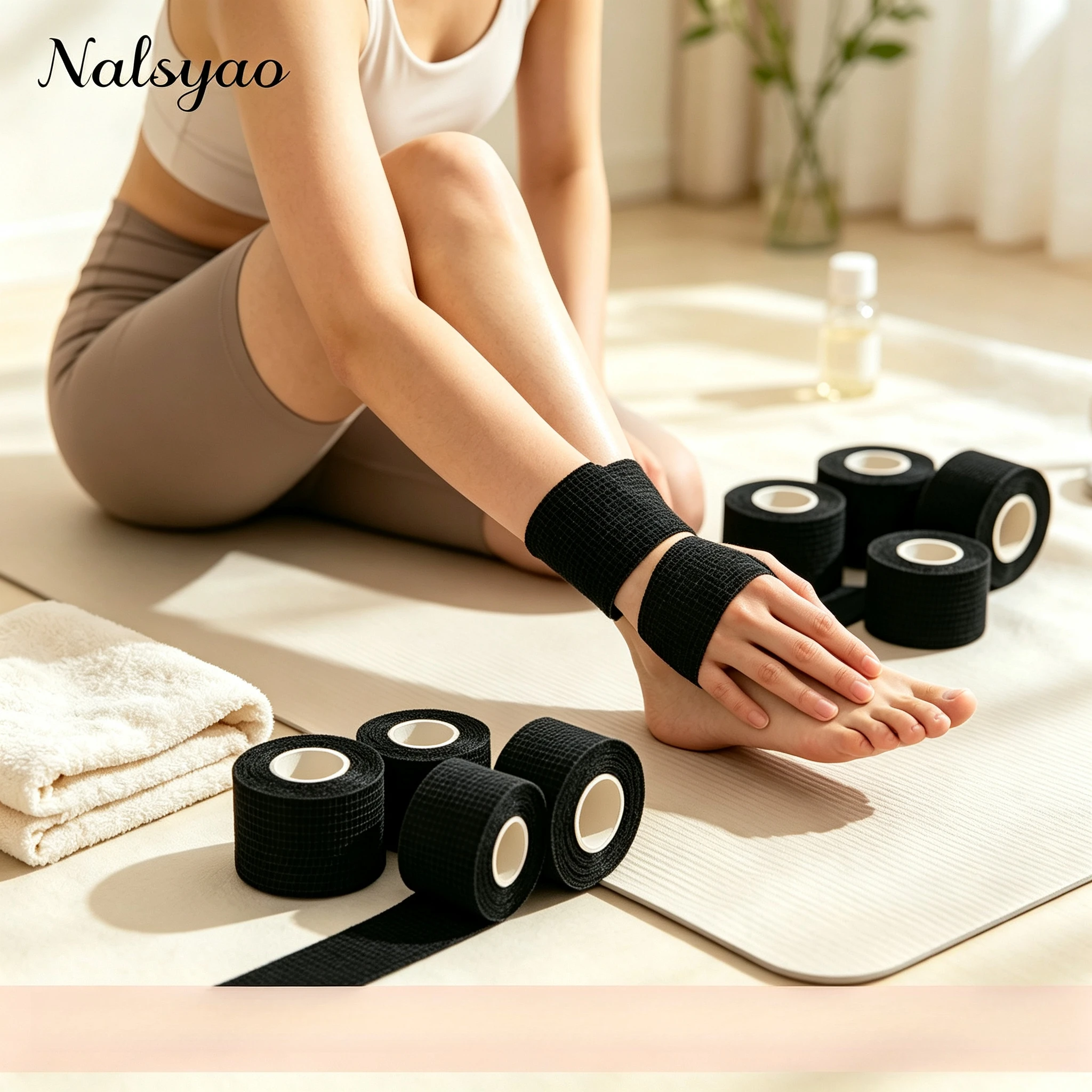 First Aid 2.5cm Medical Adhesive Bandage Elastic Breathable Sports Self Adhesive Tape Black Wrap Finger Tape For Wrist Ankle