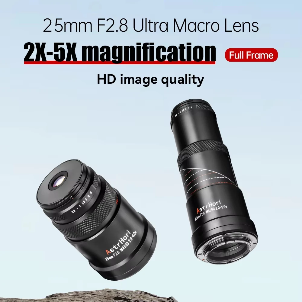 AstrHori 25mm F2.8 2X 5X Full Frame Ultra Macro Lens for Sony E