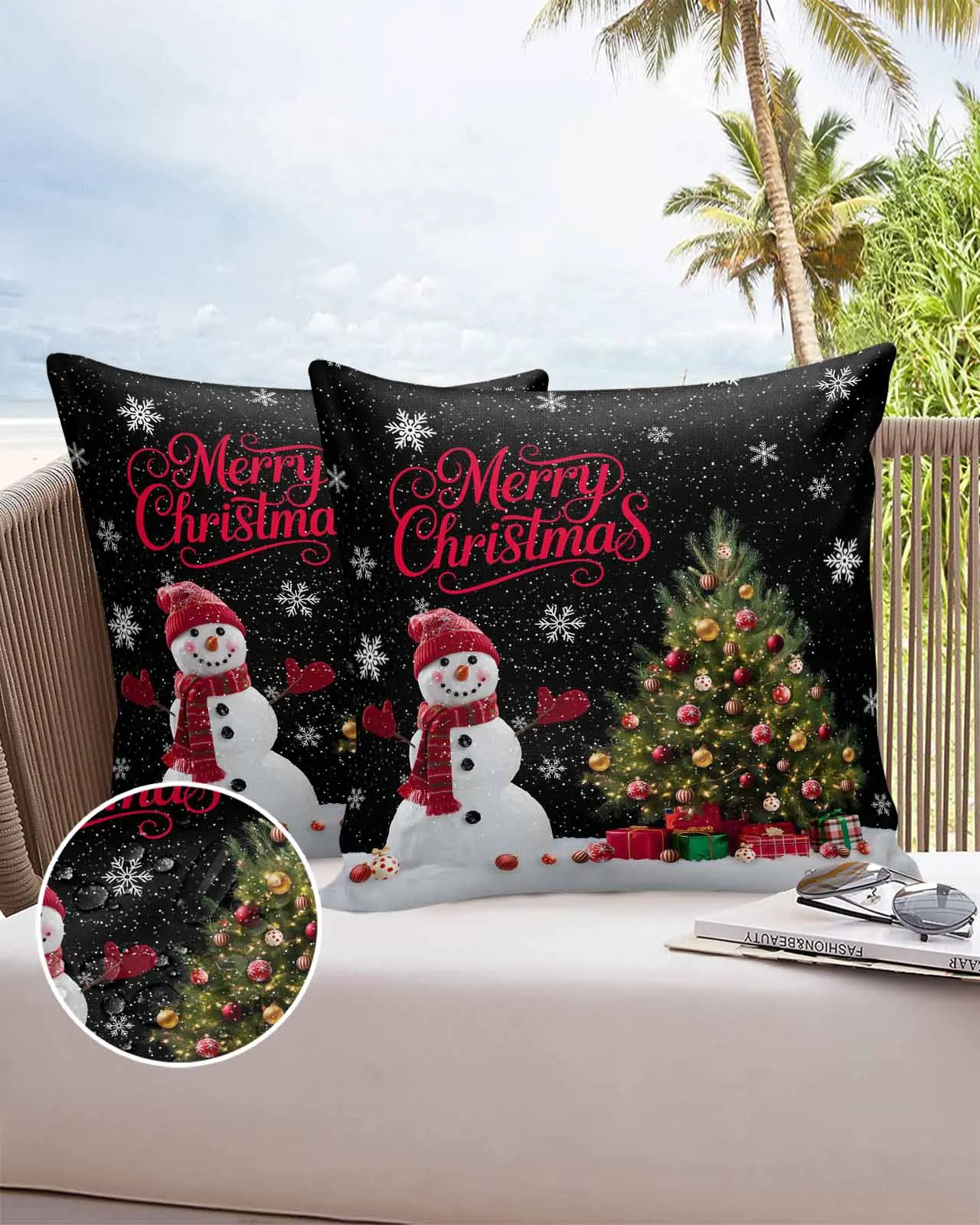 

2/4 шт. водонепроницаемая наволочка зимний снеговик Рождественская елка уличная наволочка садовый патио наволочки домашний декор