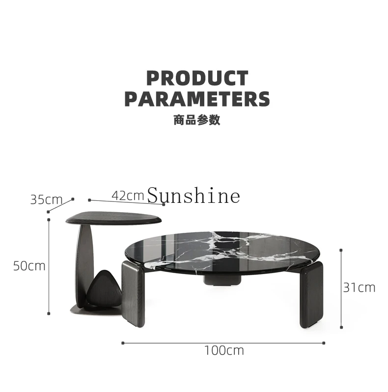 طاولة قهوة إيطالية فاخرة من الرخام الاصطناعي باللون الأسود البلغاري، أثاث صغير بتصميم غرفة المعيشة الراقية