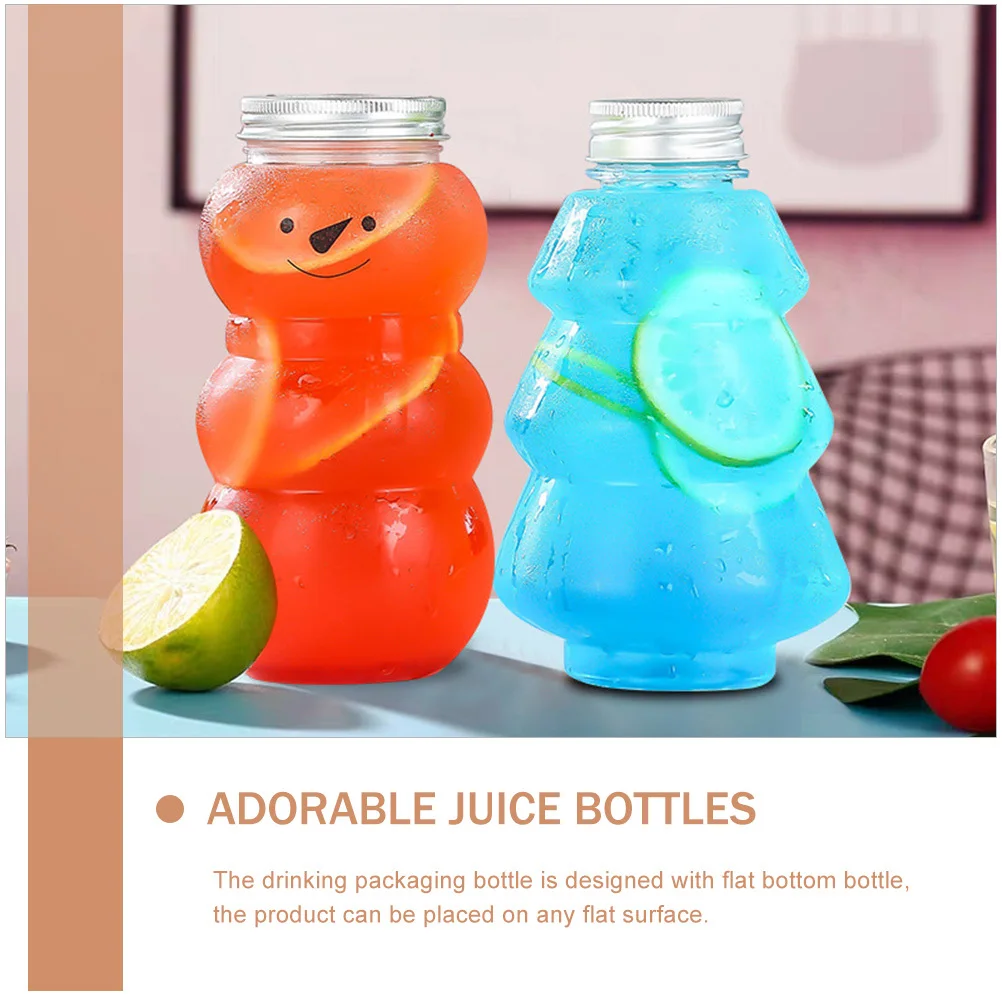 

10Pcs Adorable Snowman Beverage Bottles Juice Containers Outdoor Party Wrapping Gifts Bottles with Caps