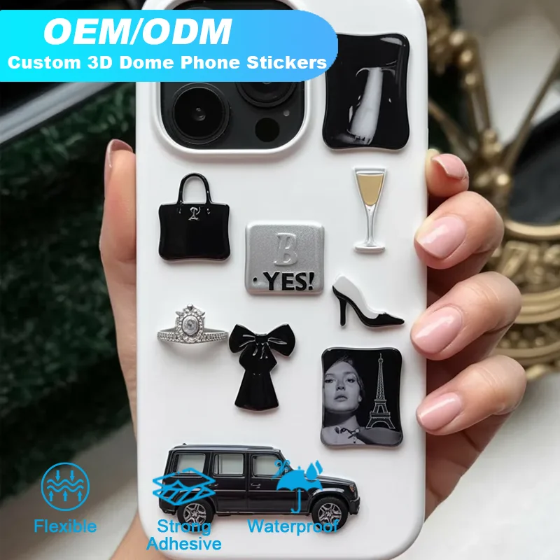 

Custom logo UV epoxy resin soft and flexible 3D dome mobile phone bicycle sticker with high gloss waterproof surface treatment
