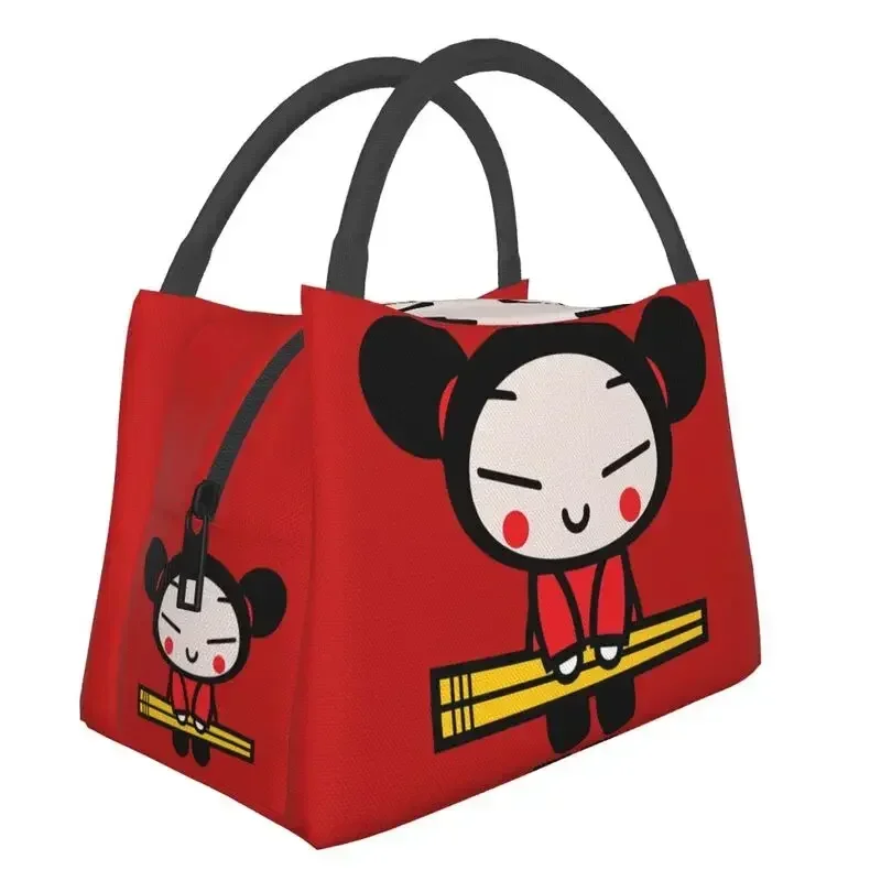 Custom Pucca With Chopsticks Lunch Bags Men Women Cooler Thermal Insulated Lunch Box for Picnic Camping Work Travel