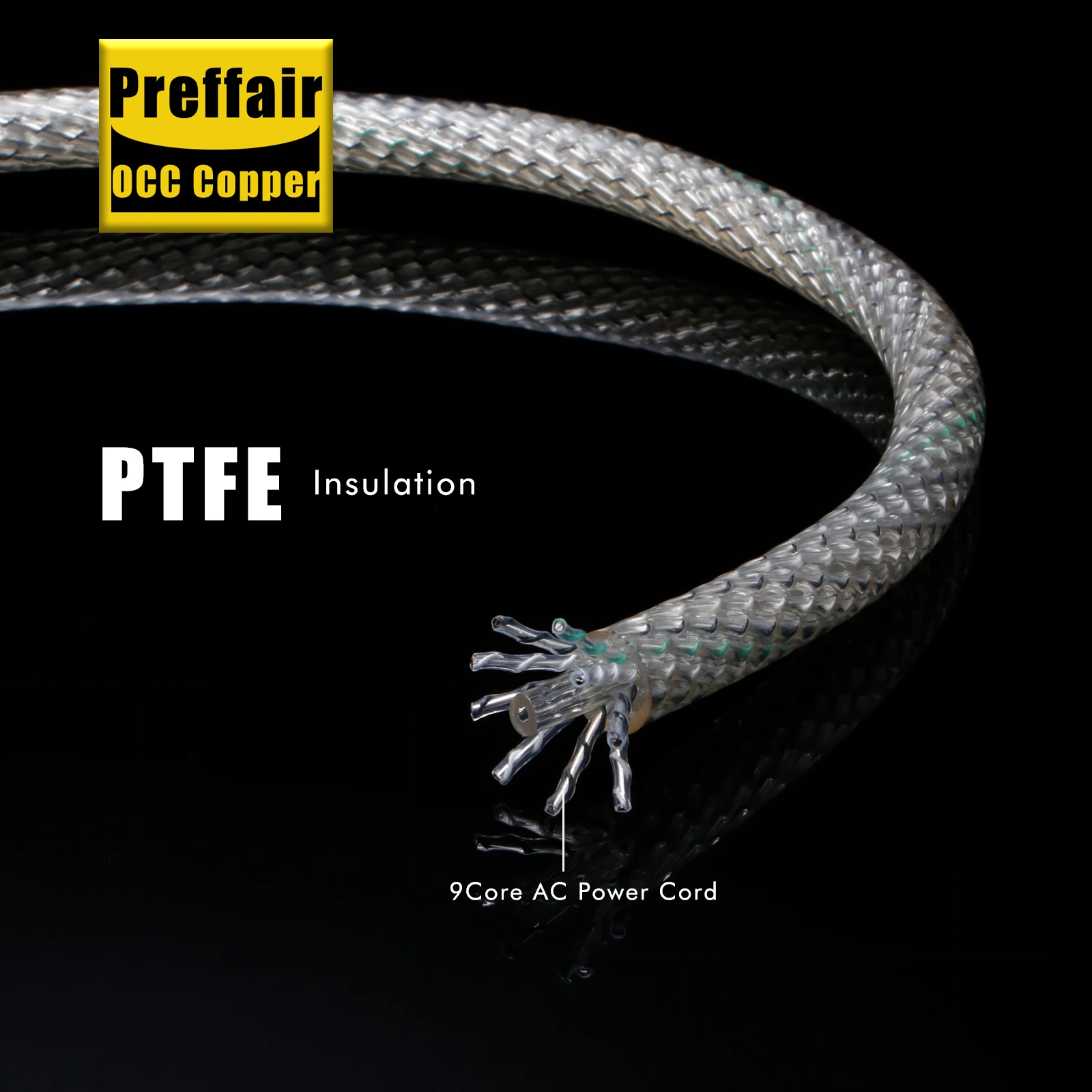 Preffair Power cable Gold OCC Silver Plated power cord 12AWG for Amplifier IEC 320 C15 Audio EU/US/AU Version Power Wire