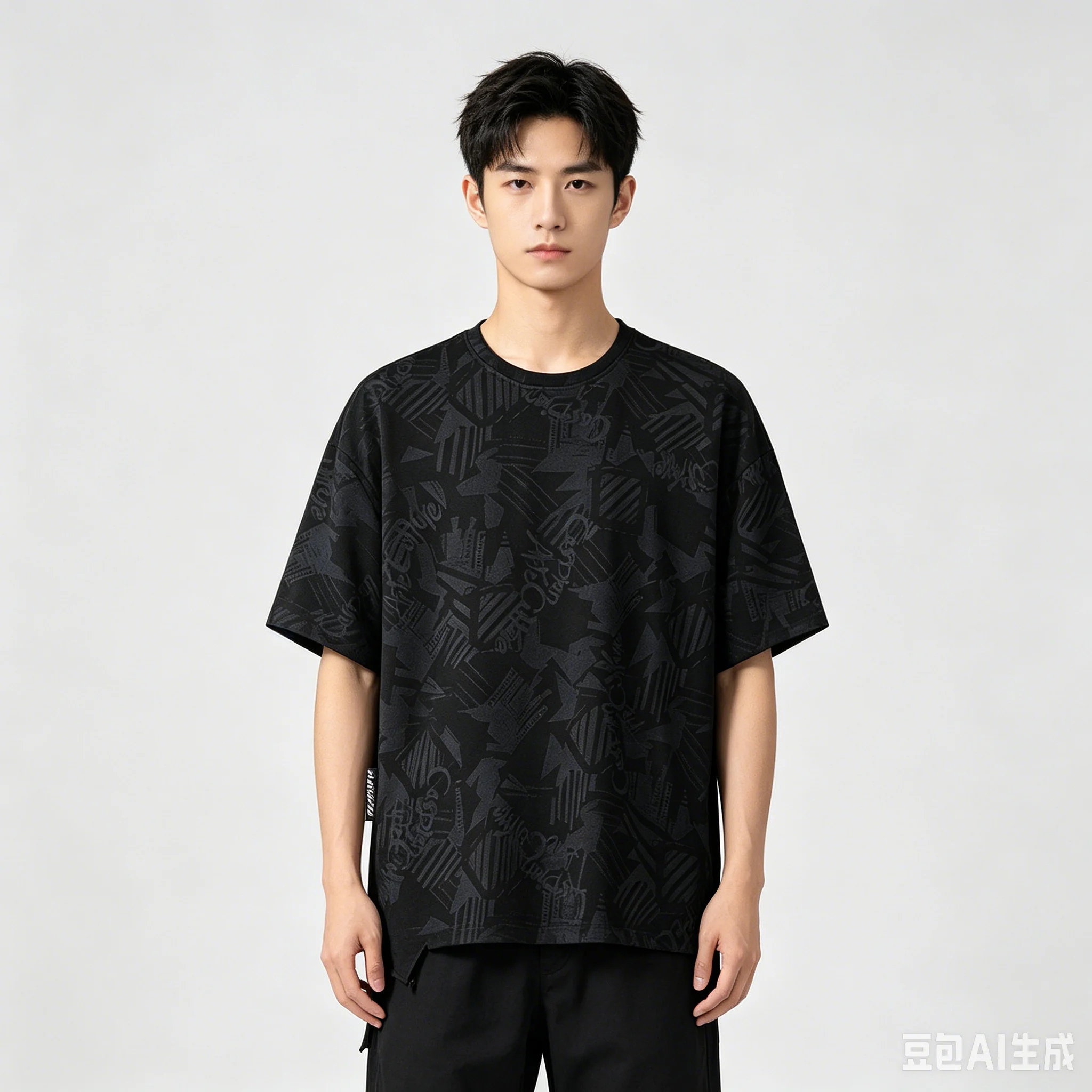 New 2026 Men's 270G floral trend top summer extra-large short-sleeved T-shirt for men fit 50-175kg L-9XL fashion comfortable
