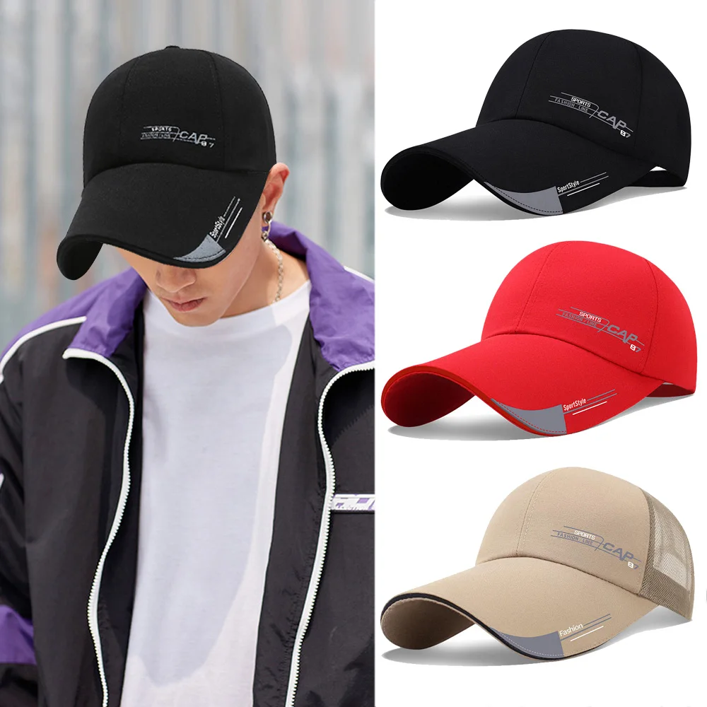 

2022 Sports Cap Fashion Line Baseball Cap Mens Snapback Sun Hat For Fish Outdoor Long Visor Brim Shade Cap Bone Gorras Casquette