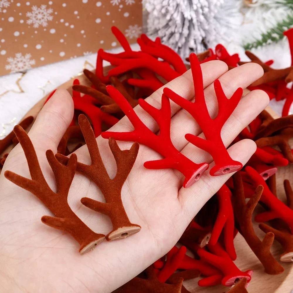 2/40pcs DIY Red Brown Antler Headdress Deer Horn Tree Branches Headband Accessories Christmas Gift Cosplay Photoprops Decor