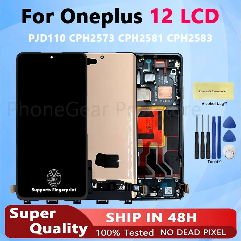 OEM 6.82'' LCD For OnePlus 12 PJD110, CPH2573, CPH2581, CPH2583 Display Touch Sensor Digitizer Assembly 1+ 12 Screen With Frame