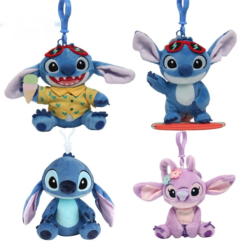 Cute Lilo & Stitch Series Stitch Angle Keychain Soft Plush Toy Cartoon Backpack Pendant Decoration Children'S Toy High Quality