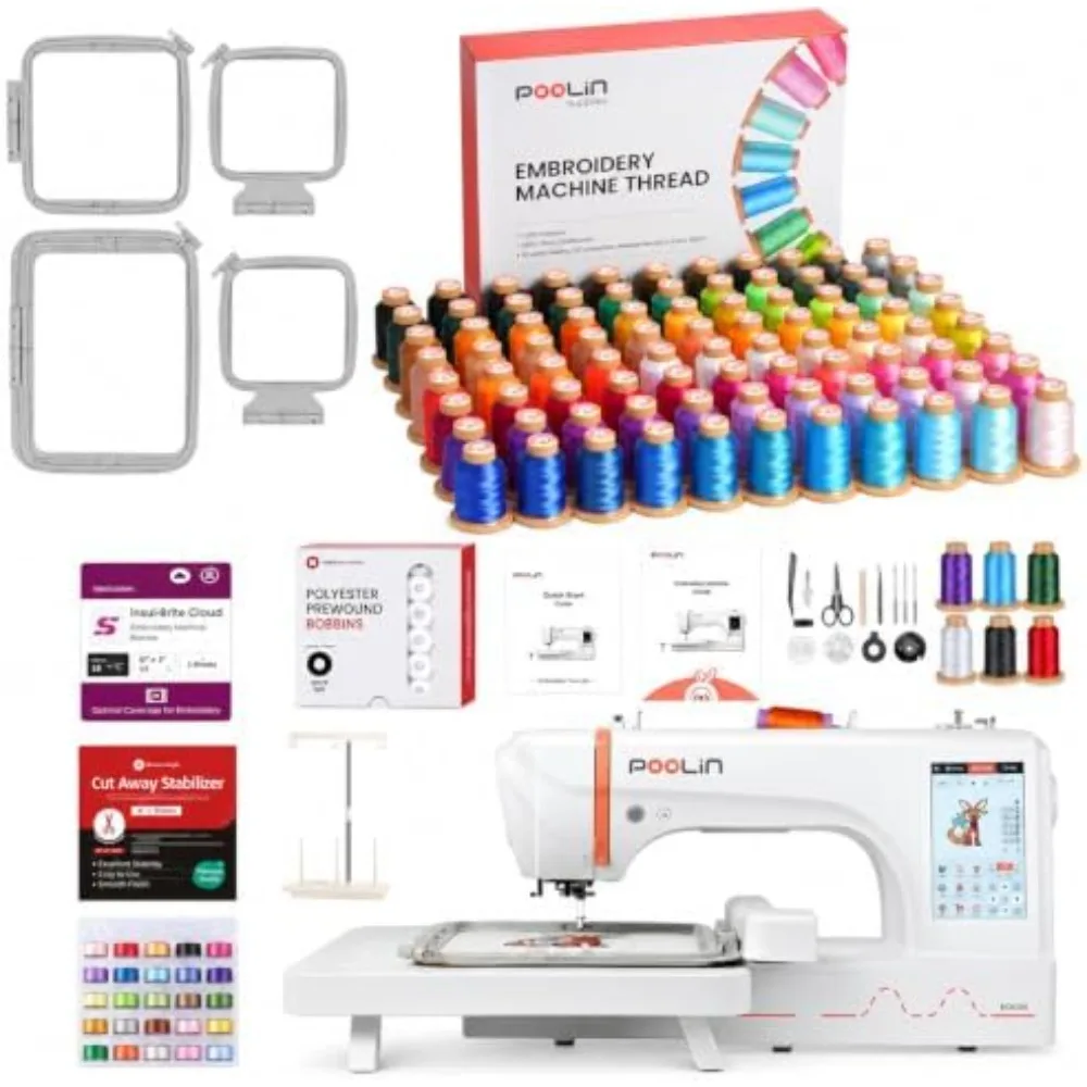 Embroidery Machine Bundle, 7.9" x 11", 80 Colors + 144 Bobbins
