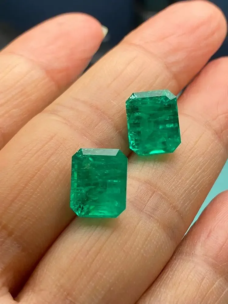 Pirmiana Top Quality Handmade Lab Grown Emeralds 9x11mm Emerald Cut  Colombian Vivid Green Loose Gemstone