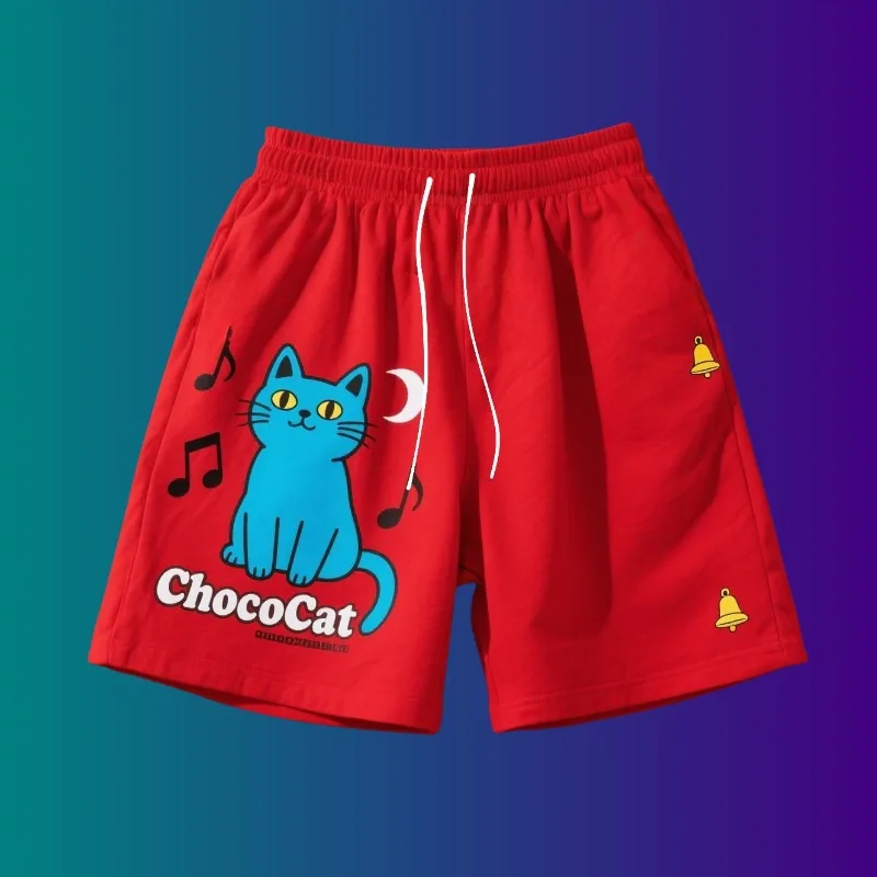 

Шорты MOTO-Trendy ChocoCat с принтом, красные, взрослый размер, бестселлер Aliexpress с музыкальными нотами