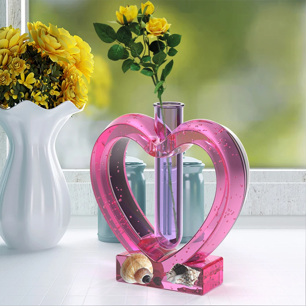 

Heart Shaped Flower Vase Mold Silicone DIY Crafts Epoxy Resin Plant Tube Hydroponic Test Tube Mold Vase Holder