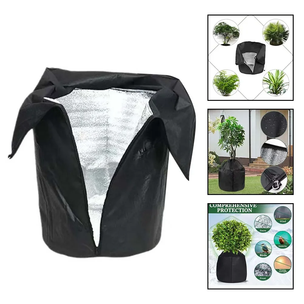 Protector contra heladas para plantas, cubierta anticongelante para ollas, tela Oxford 210D, resistente al frío, película de aluminio térmica reutilizable