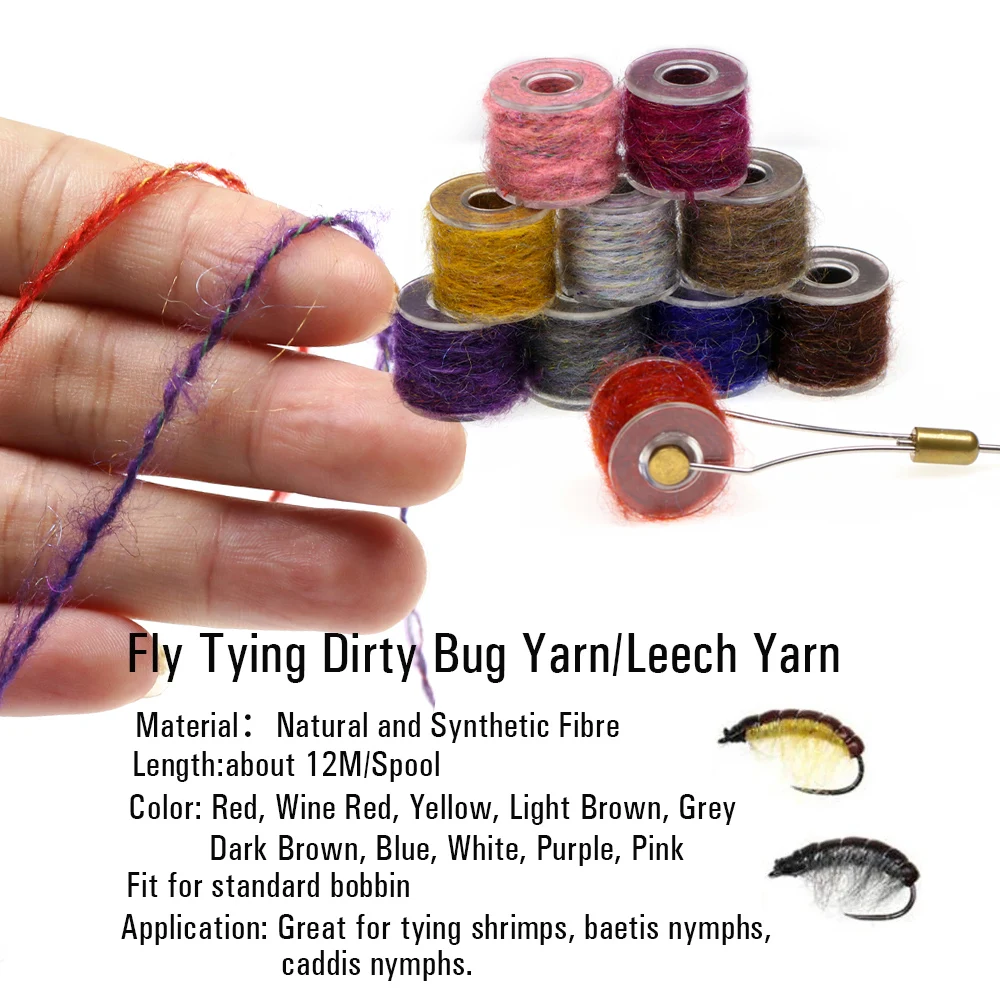 Vwtins Mohair Leech Yarn Synthetic Dubbing Rope Leech Nymphs Streamer Worm Fly Tying Material For Trout Fishing Nymph Flies body